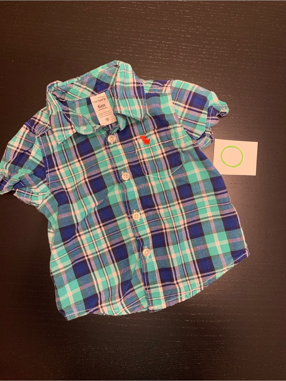 Carter's 6m Blue & Teal Plaid Button-Up Dress Shirt